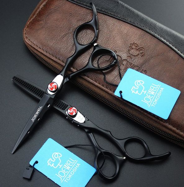 

joewell 6.0 inch black baking paint hair scissors flame screw cutting/ thinning barber tool