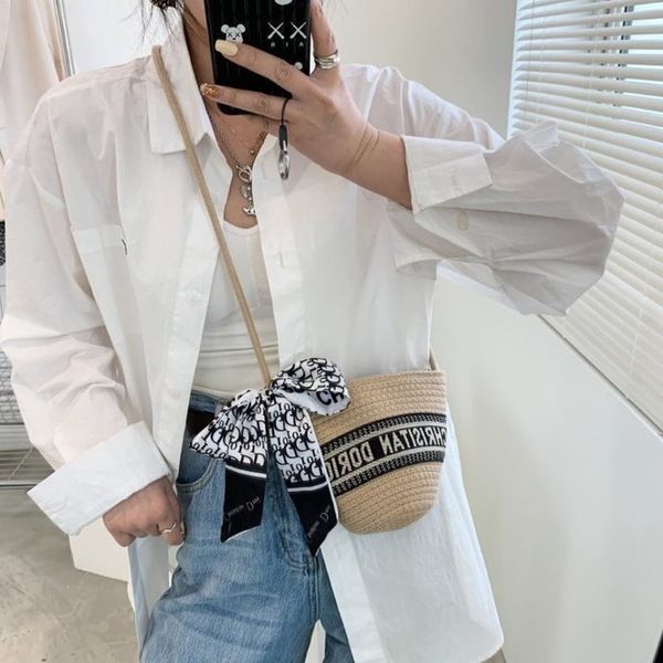 

30% off sitewide 2022 luxury bags luxury accessories straw slash net red same paragraph vibrato female beach tiktok bag