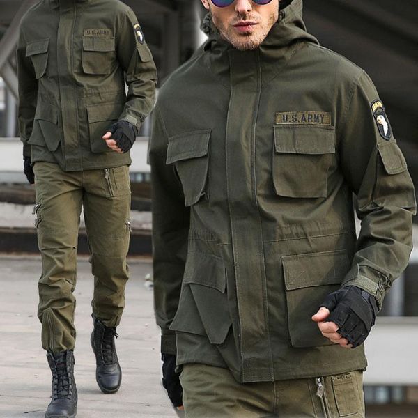 Herrenjacken, lässig, Armee-Stil, Fleece, mit Kapuze, Herren, Outdoor-Jacke, Herren-Wintermantel, Militär, Herbst und Winter