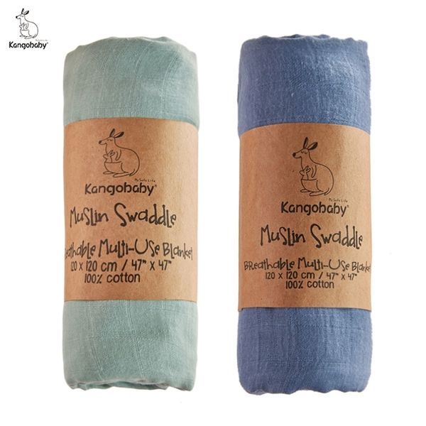 

kangobaby #old time# 2pcs set plain color multifunctional muslin blanket 220524
