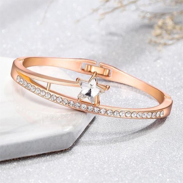 Armreif, modisch, Stern-Diamant, offenes Armband, lässig, wilde Dame, Luxus-Stil, Roségold, Trum22