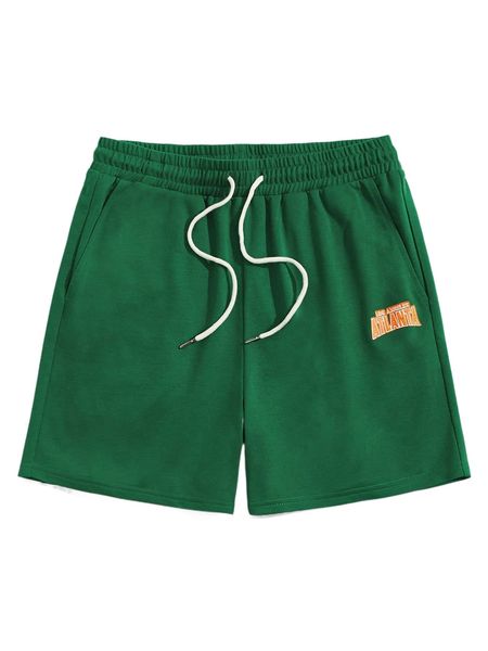 

men letter graphic drawstring waist shorts p0ck#, White;black