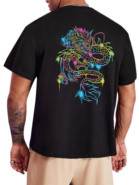 

men dragon graphic tee w6zn#, White;black