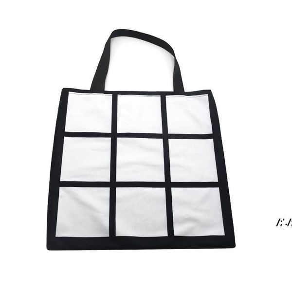 Blank Sublimation Grid Tote Bag White DIY Transferência de calor Sudoku Sacos de compras Double latera