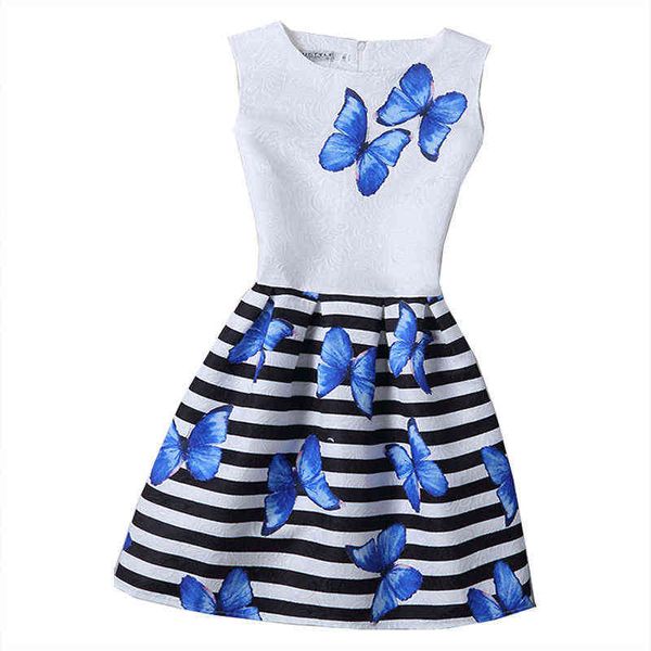 Abiti casual per ragazze Abito a fiori a farfalla a righe per ragazze Designer Abito da principessa per feste formali Abbigliamento per bambini Abiti per bambini G220518