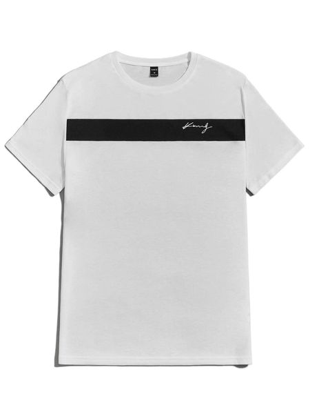 

men letter graphic color block tee p7mj#, White;black