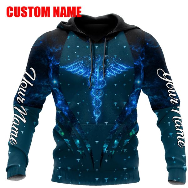 PLstar Cosmos 3DPrinted est Nurse Custom Name Job Gift Art Unique Hrajuku Streetwear Unisex Casual Hoodies Zip Sweatshirt Q 1 220713