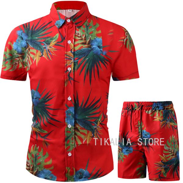 

piece set summer shorts men man printed shirt and beach wear board hawaiian fashion clothing 220615 bb9m, White;black