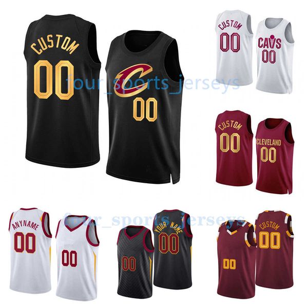 

custom printed 2023 cleveland''cavaliers''new basketball jerseys james love allen rubio markkanen osman mobley garland o, Black;red