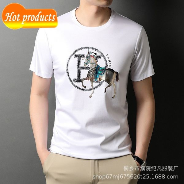 

factory direct selling tide brand clothes wholesale summer 2022 middle-aged and young men's t-shirt casual fashion short sleeve thin, White;black