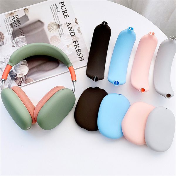 Casos de silicone suaves fones de ouvido almofadas de almofada de protetora cover manga para a maçã airpods max fingra de cabeça para a cabeça