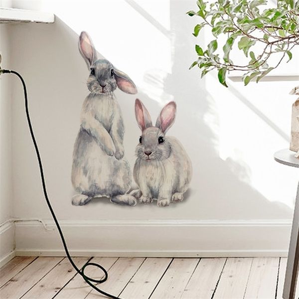Две милые кроличьи наклейки на стенах детской детской комнаты для дома съемные обои из гостиной спальни.