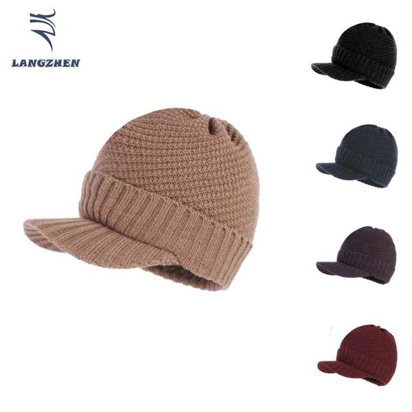 

langzhen neutral knitted hat autumn and winter warm duck tongue hat wool hat, Blue;gray