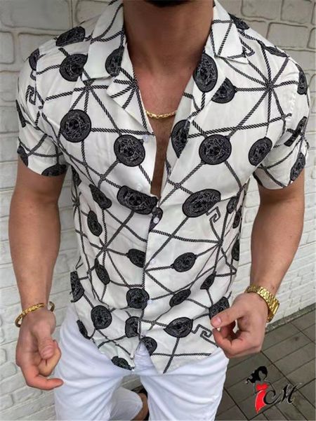 Camicie casual da uomo Stampa Camicetta con stampa a maniche corte Hawaii Streetwear Risvolto estivo all'aperto moda allentata abbottonatura stile festa in spiaggia plus size camicetta