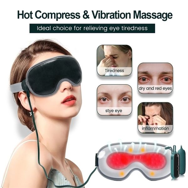 Maschera per occhi riscaldata 3D Massaggiatore elettrico portatile per occhi Benda USB Maschera per dormire Occhi asciutti Blefarite Protezione per gli occhi anti-affaticamento 220514