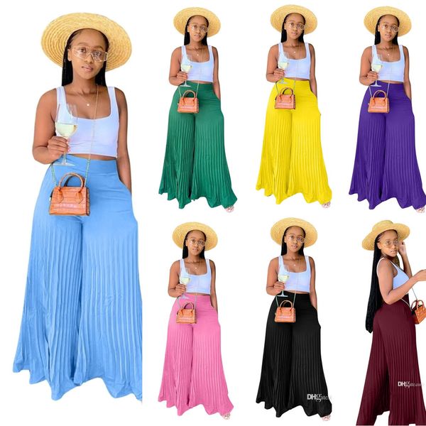 

womens wide leg long pants spring summer crimped pleated two layer trousers 2022 ladies fashion casual workout clothes, Black;white