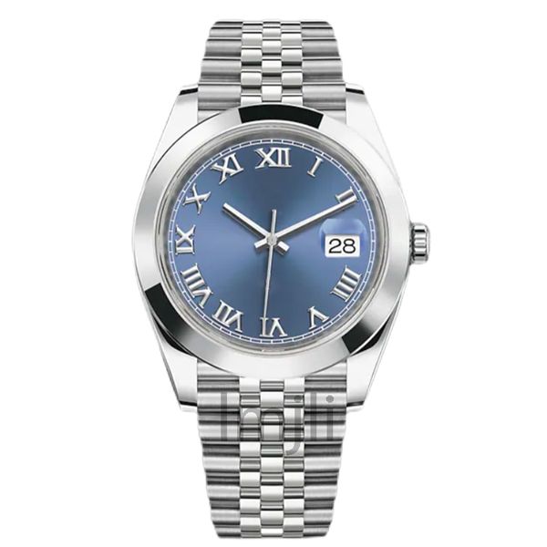 

mens mechanical 36/41mm blue roman dial watch 904l full stainless steel strap classic wristwatch, Slivery;brown