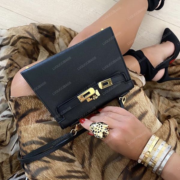 

luxury designer crossbody bag 2022 new fashion kellies 2nd generation mini black 19/22cm fashion ladies one shoulder leather metal accessori