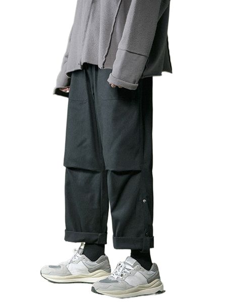 

men solid straight leg pants r2qm#, Black