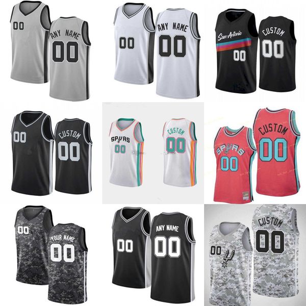 

75th custom men women youth san antonio''spurs''25 jakob poeltl 11 joshua primo 24 devin vassell 7 bryn forbes basketbal, Black;red