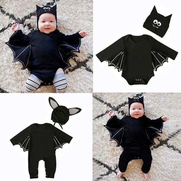 Vestiti di Halloween per bambini Vestiti da pipistrello per ragazzi e ragazze Pagliaccetti Abbigliamento per bambini in cotone per bambini Vestiti per neonati e ragazze