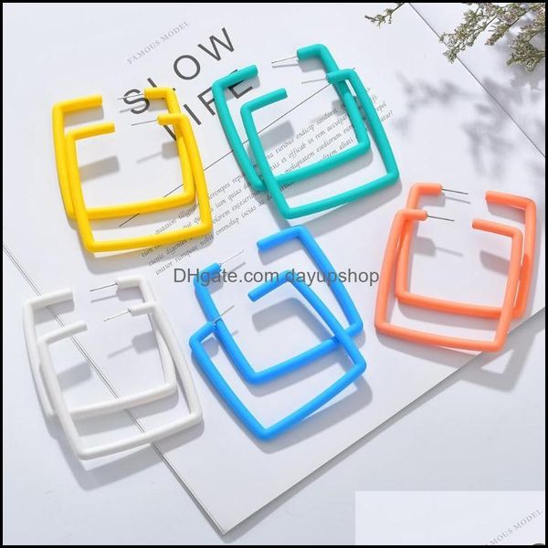 

hoop hie earrings jewelry 2022 exaggeration geometric square hollow big color acrylic acetate for women gi dh4ld, Golden;silver