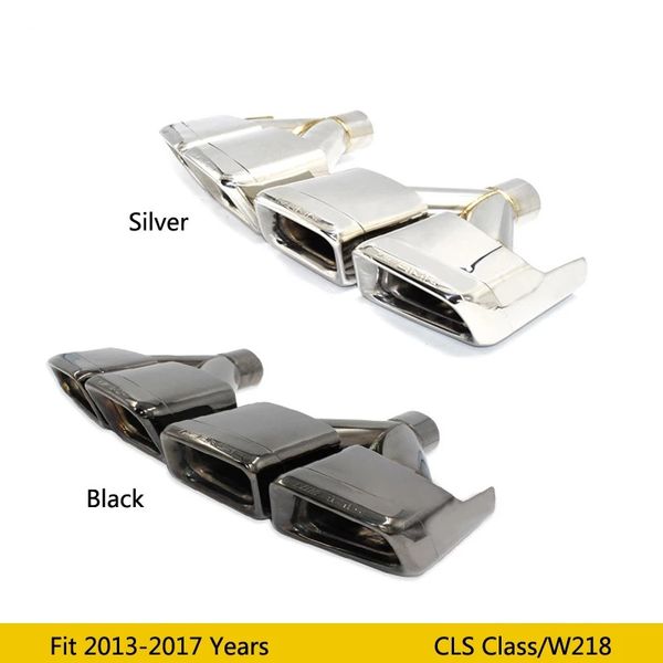 

1 pair muffler nozzles plating exhaust pipes for benz cls class cls500 w218 sport bumper amg style glossy black stainless steel tips