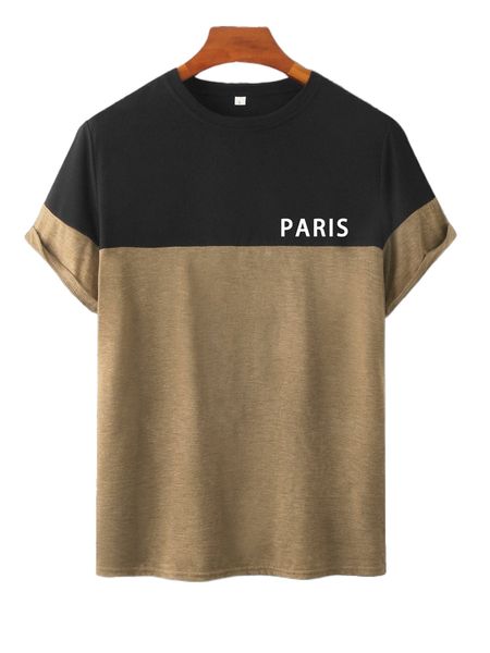 

men color block letter graphic tee r3ed#, White;black