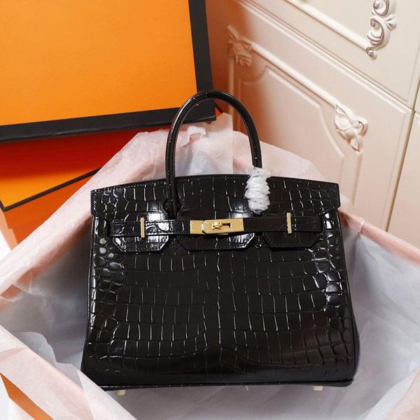 

7a-totes bag women handbags imitation brands genuine leather crocodile purse large size checker