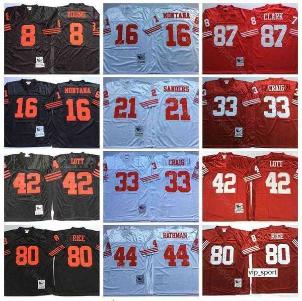 

ncaa football 16 joe montana 8 steve young jerseys 42 ronnie lott jerry rice deion sanders roger craig tom rathman dwight clark red white, Black