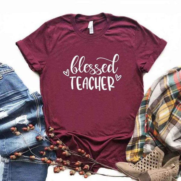 

blessed teacher women tshirts cotton casual funny t shirt for lady tee hipster 6 color drop ship na-582, White