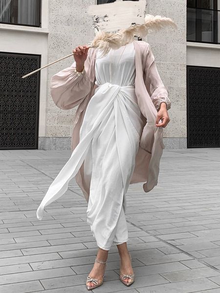 Ramadã Eid Mubarak Slip Vestidos sob Abaya Robe Interior com Enrole Laço Saia Islão Roupas Dubai Turk Mulheres Muçulmanas Modestas Modestas CX220330