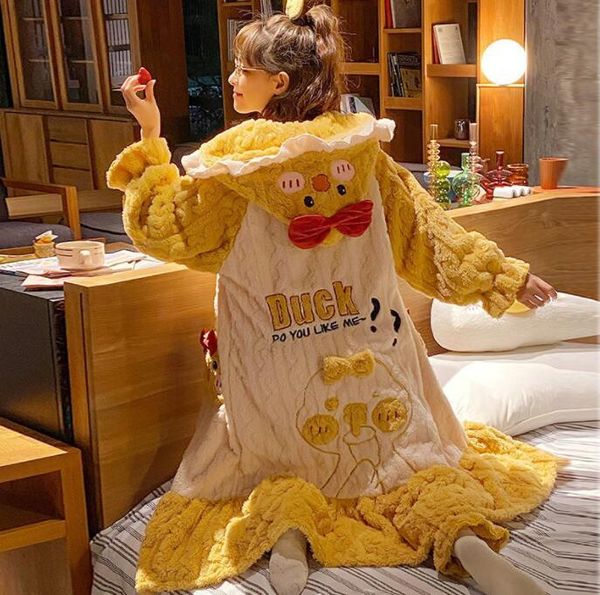 Schlaf-Lounge für Damen, Damen-Nachtwäsche, High-End-Pyjama, Damen-Herbst/Winter, Harajuku, locker, niedlich, Studentin, Mädchen, Home-Service-Anzüge, können Y2K-warme Nachthemden tragen