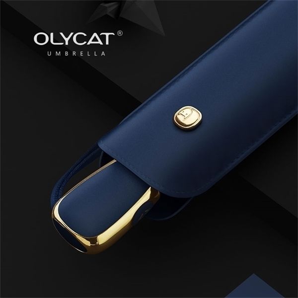 Olycat 3 Folding Automatic Black Coating Sunscreen UV Sunny And Rainy Ultra Light Portable Umbrella Female 210320
