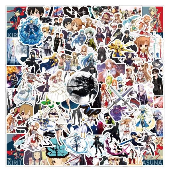 50Pcs Classic anime Sword Art Online adesivo SAO Graffiti adesivi Giocattolo per bambini Skateboard auto Moto Bicicletta Decalcomanie all'ingrosso