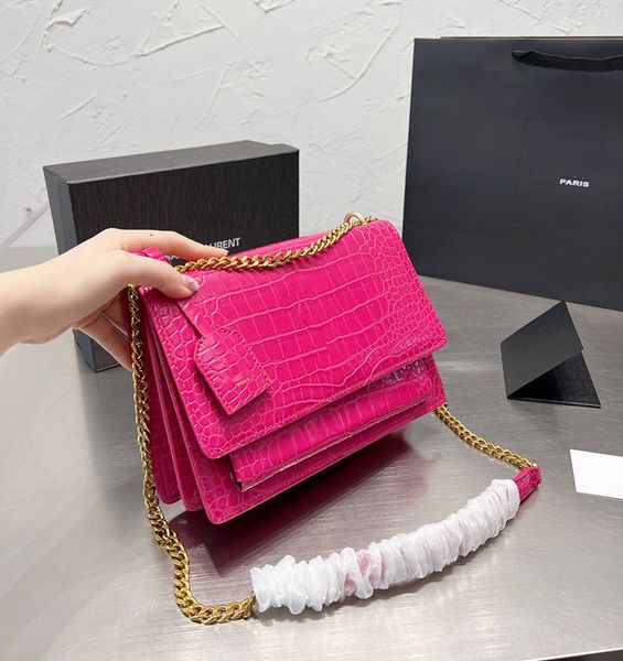 

designer sunset bag classic toothpick pattern women shoulder bag chain handbag