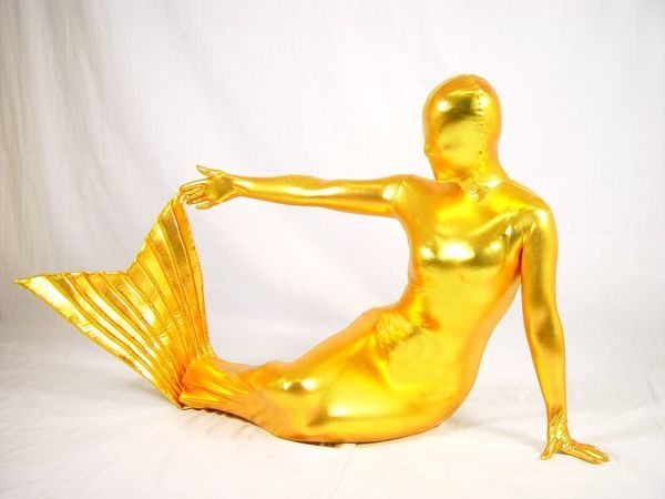 

halloween catsuit costumes for women cosplay adults mermaid tail costume full bodysuit shiny metallic zentai suit, Black