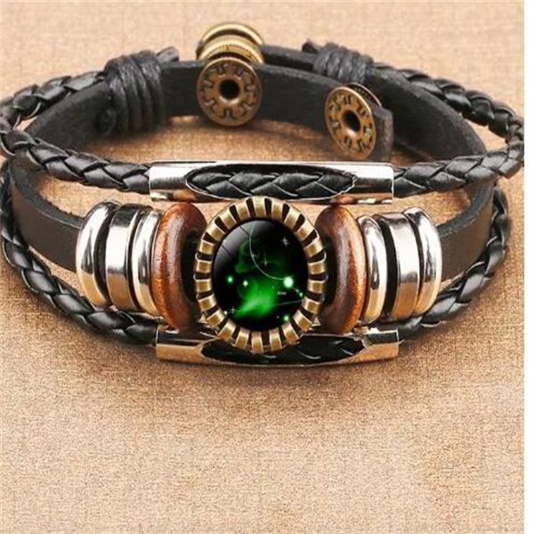 

european and american fashion selling charm bracelets classic twelve constellation time gem jewelry a556, Golden;silver