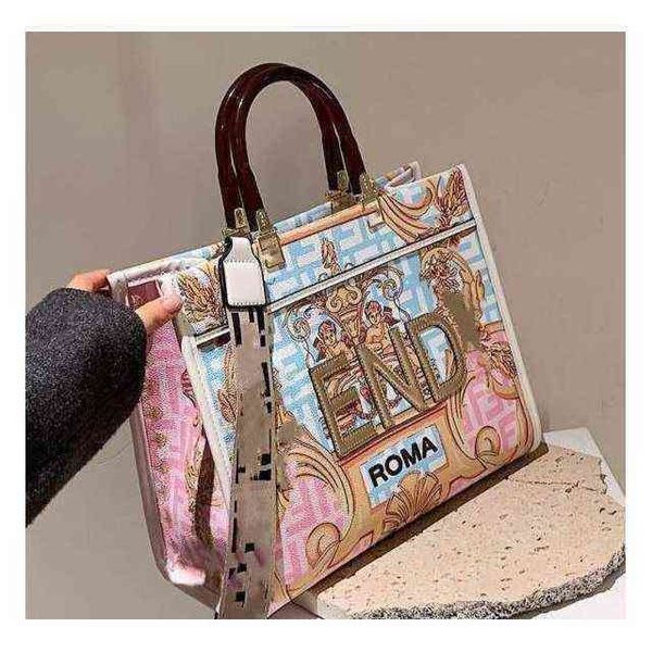 

65% off factory clearance new women's hand large one shoulder messenger bag graffiti painted printing bag 2022 new product