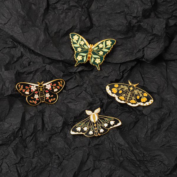 

cartoon creative insect animal brooches set 5pcs enamel paint badges colorful butterfly alloy pin denim shirt jewelry gift bag hat accessori, Gray