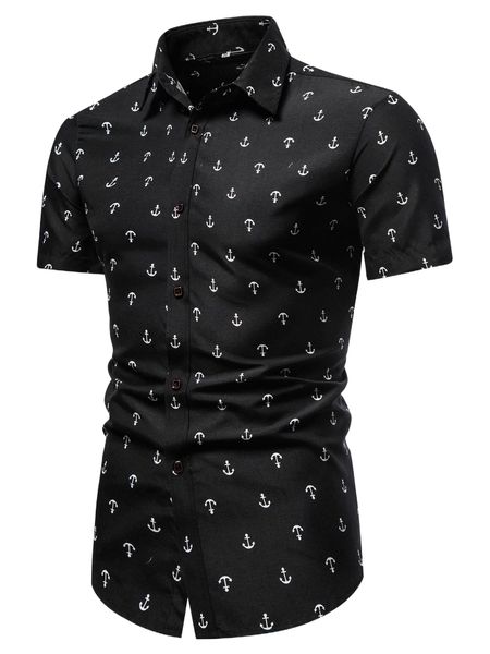

men allover anchor print shirt b5km#, White;black