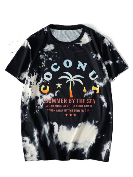 

men tie dye & slogan graphic tee q0uz#, White;black