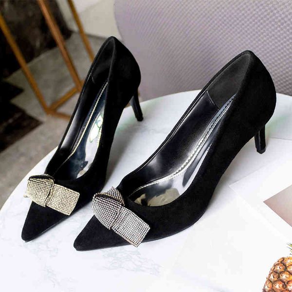 

dress shoes bling women's high heels and rhinestones light office shoes with bows series, Black