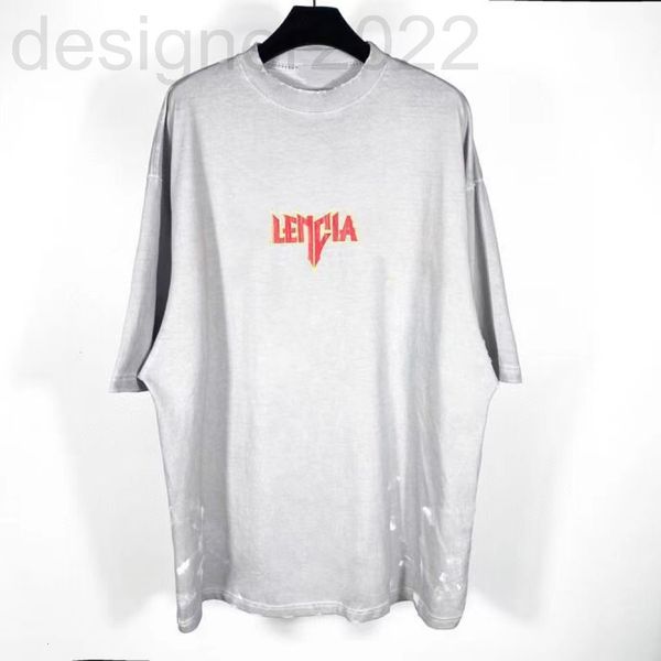 

women's t-shirt designer b house ceiling version lightning hole splash ink letters short sleeves can be solid or gray eijd, White