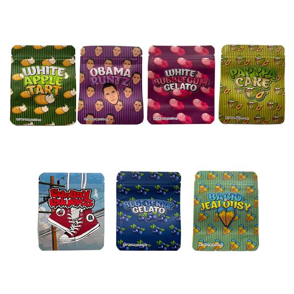 

infused empty snack mylar bag custom print stand up pouch doypack whte apple tart obama runt black cherry guava smell proof