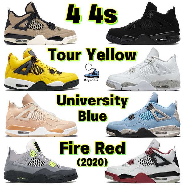 

2022 men basketball shoes 4 4s sneakers black cat fire red tour yellow university blue se neon mushroom white cement cool grey mens sports