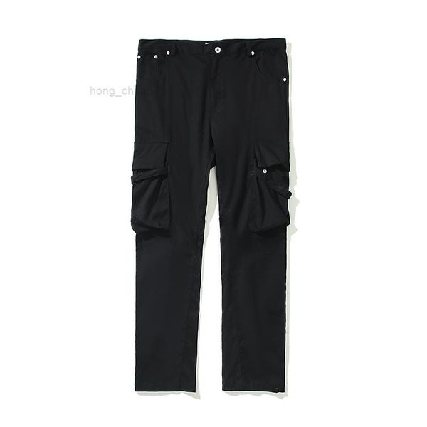 

street style high pants pockets overalls men straight oversize casual trousers baggy black couple cargo, Black;brown