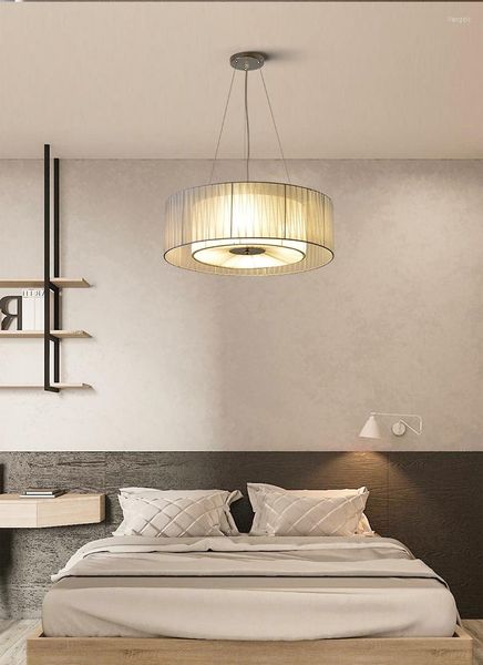 Kolye lambaları İskandinav Yatak Odası Avize Modern Minimalist Kumaş Sıcak ve Renkli Tasarımcı Japon Moda Evi Chandelierpendent