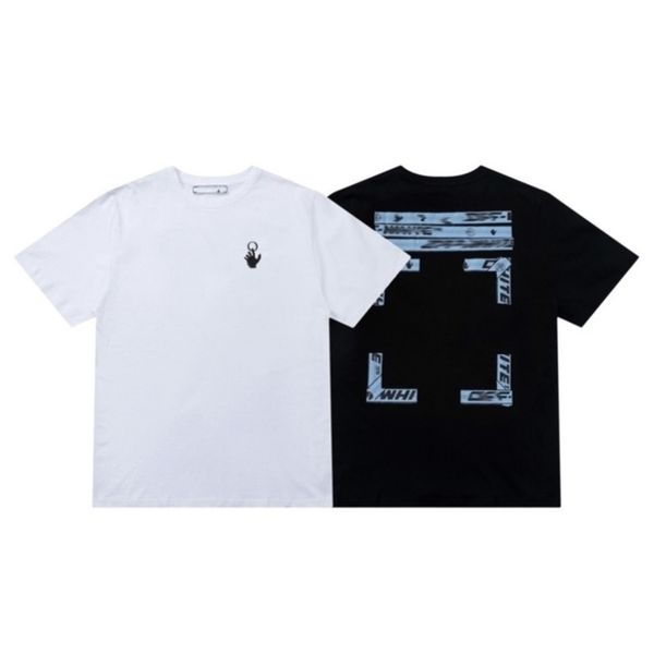 

classic mens designers fashion offs t shirts brand back tape letter warning line arrow t-shirt luxury casual loose clothing women quality c, White;black