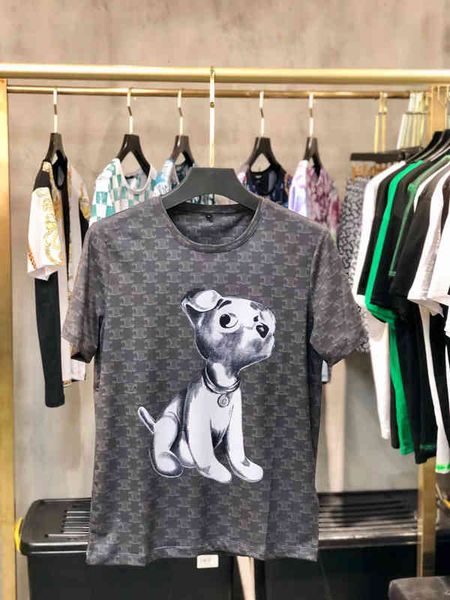 

men's t-shirts spring summer fashion brand leisure round neck dog print short sleeve t-shirt european station trend ins, White;black